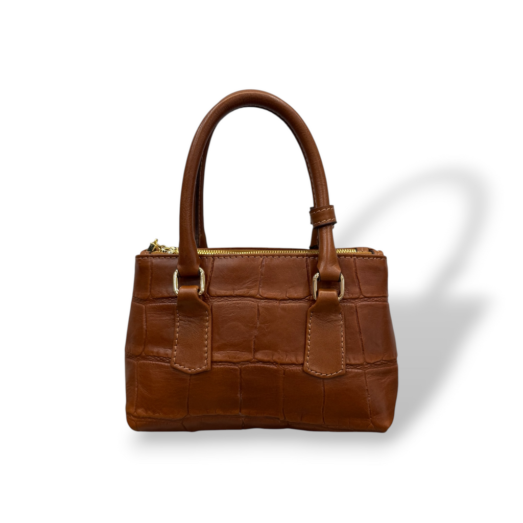 BARBY 25 - Borsa a mano da donna in pelle di vitello liscio effetto coccodrillo