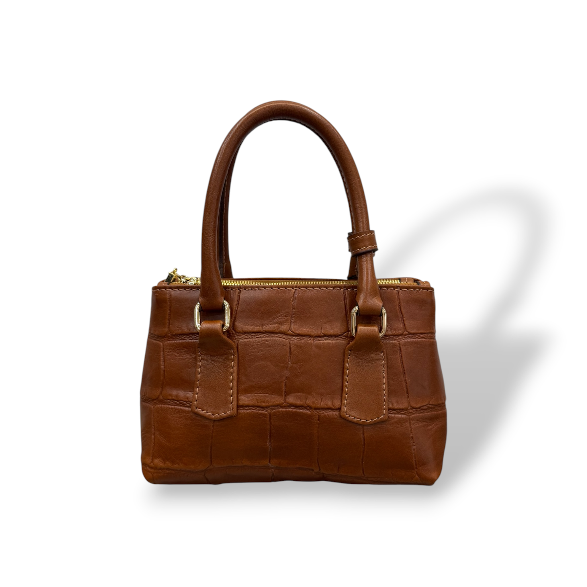 BARBY 25 - Borsa a mano da donna in pelle di vitello liscio effetto coccodrillo