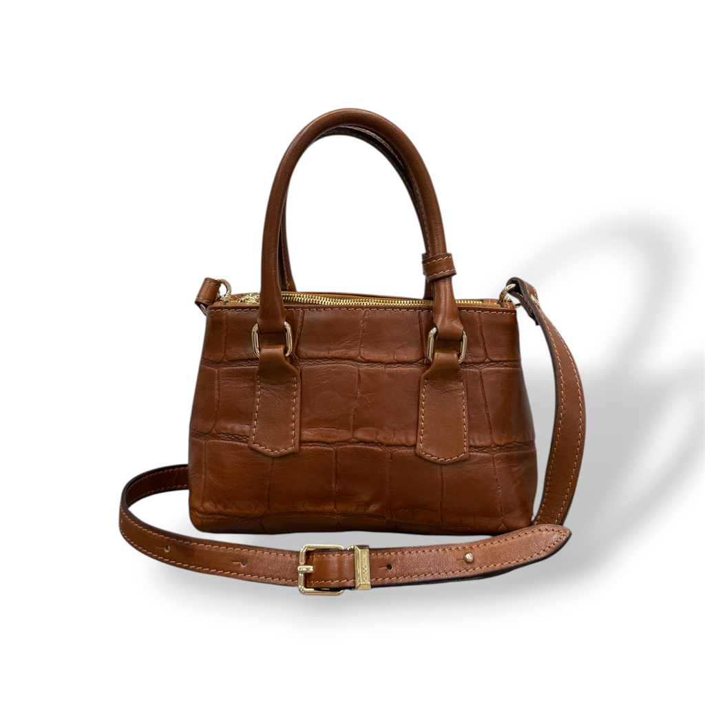 BARBY 25 - Borsa a mano da donna in pelle di vitello liscio effetto coccodrillo