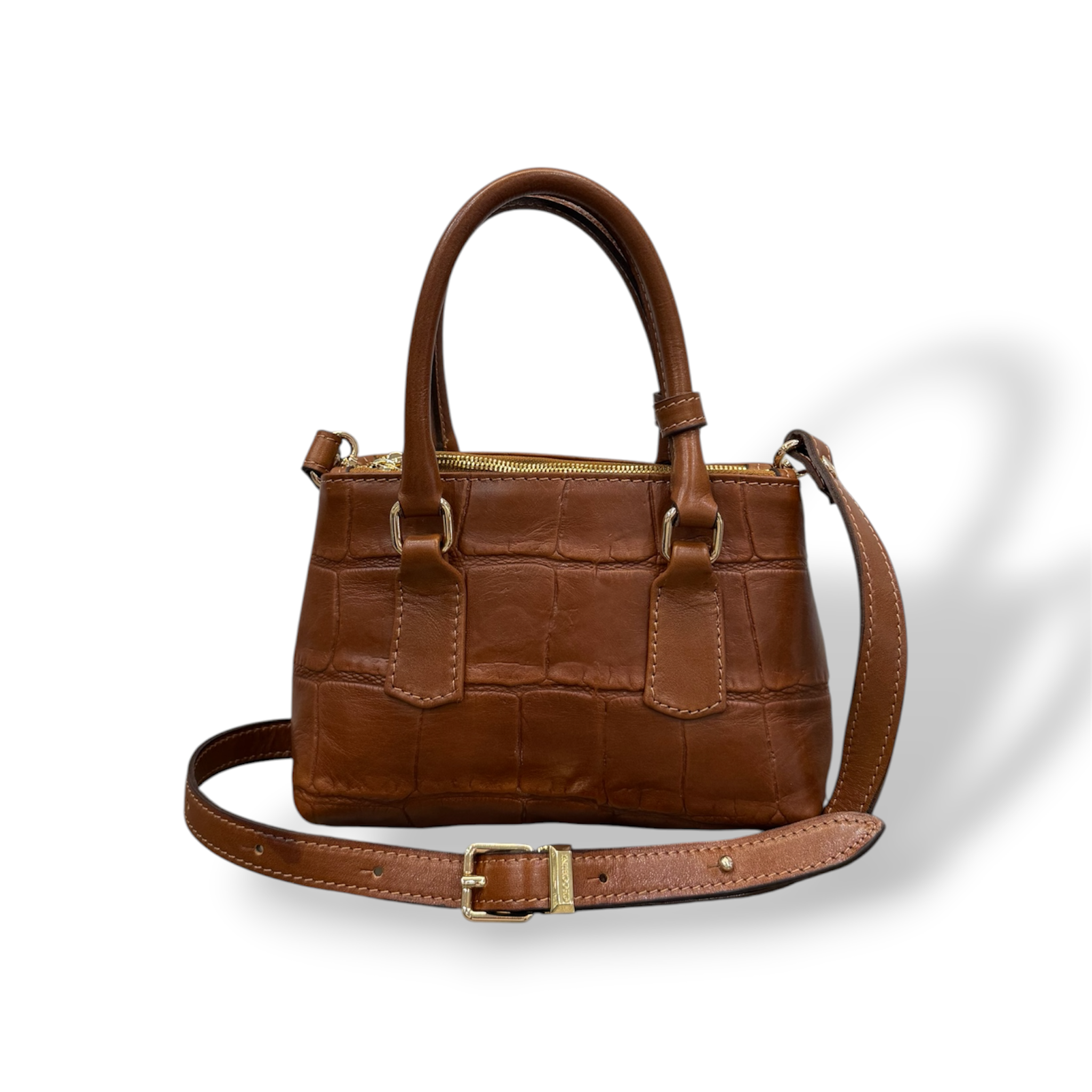 BARBY 25 - Borsa a mano da donna in pelle di vitello liscio effetto coccodrillo