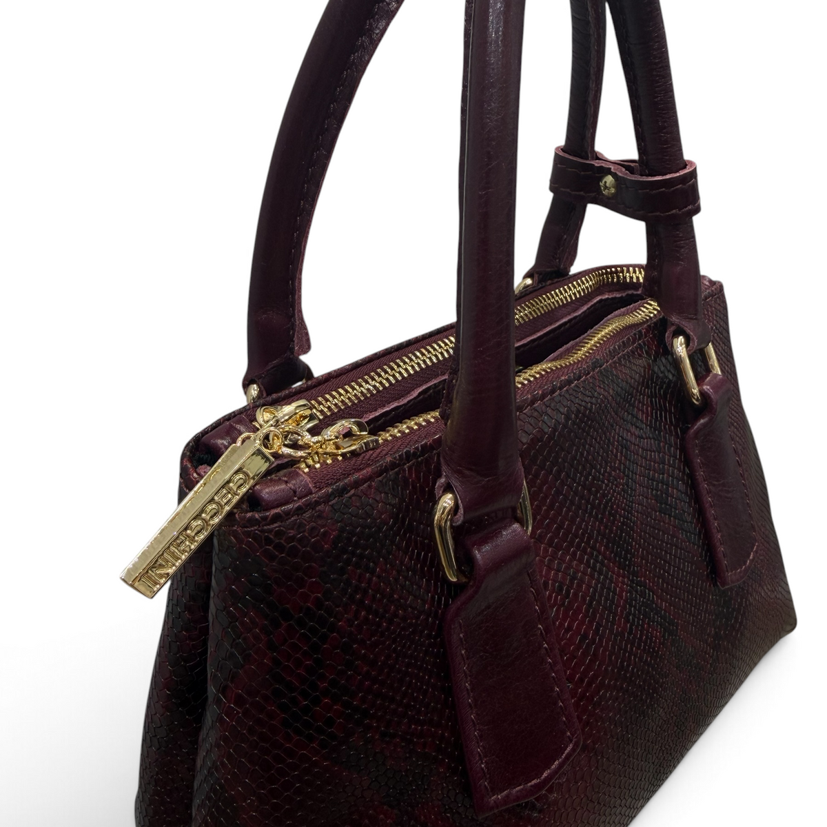 BARBY 25 - Borsa a mano da donna in pelle di vitello stampa pitone