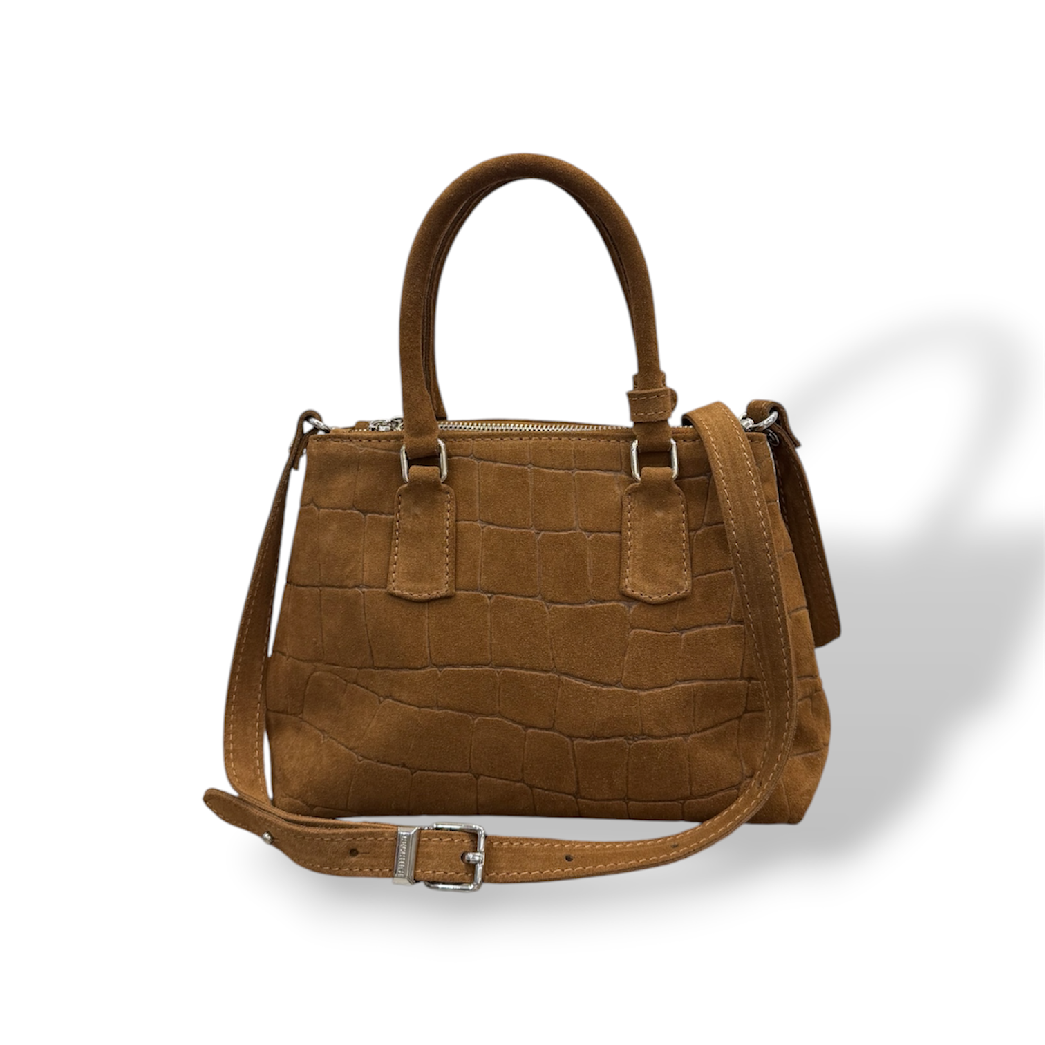 BARBY 25 big - Women's crocodile suede calf leather handbag