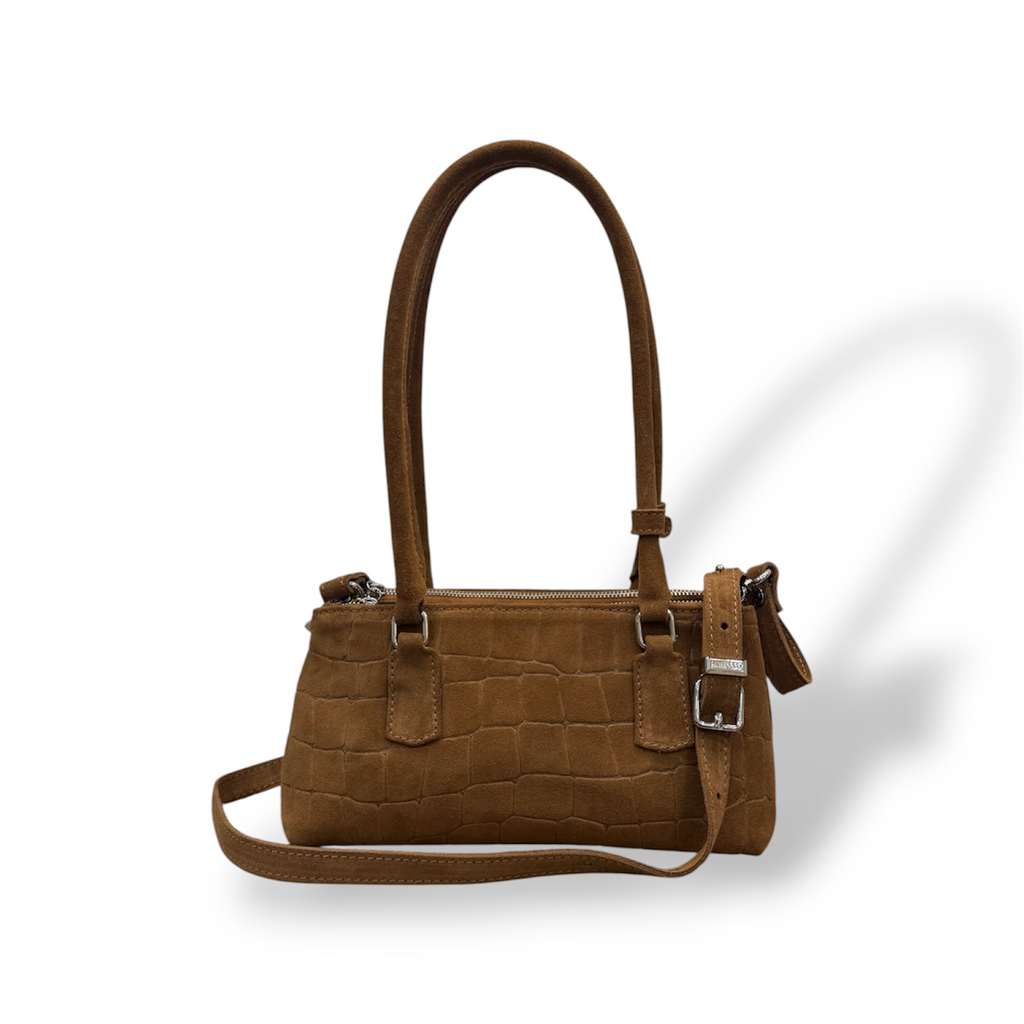 BARBY 25 L - Women's crocodile suede calf leather handbag