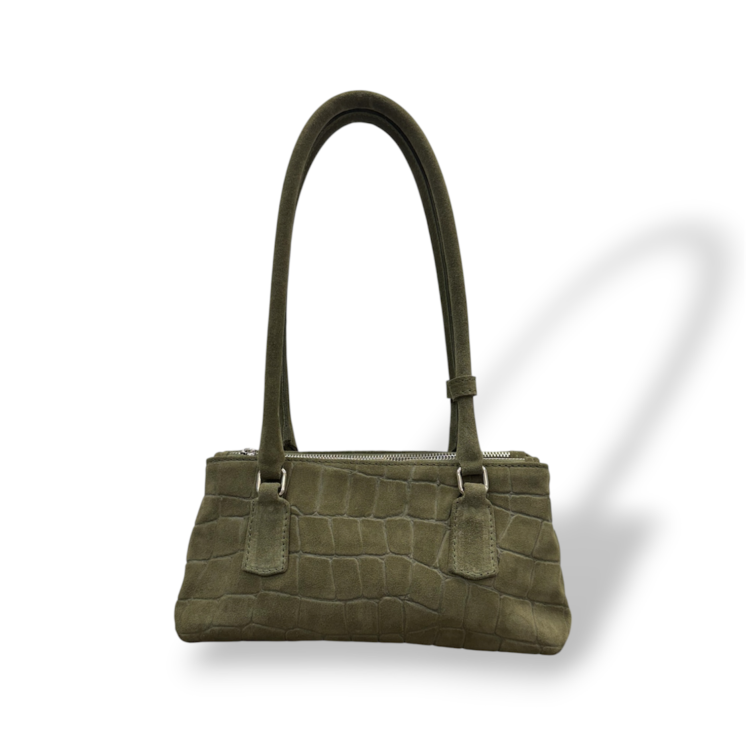 BARBY 25 L - Women's crocodile suede calf leather handbag