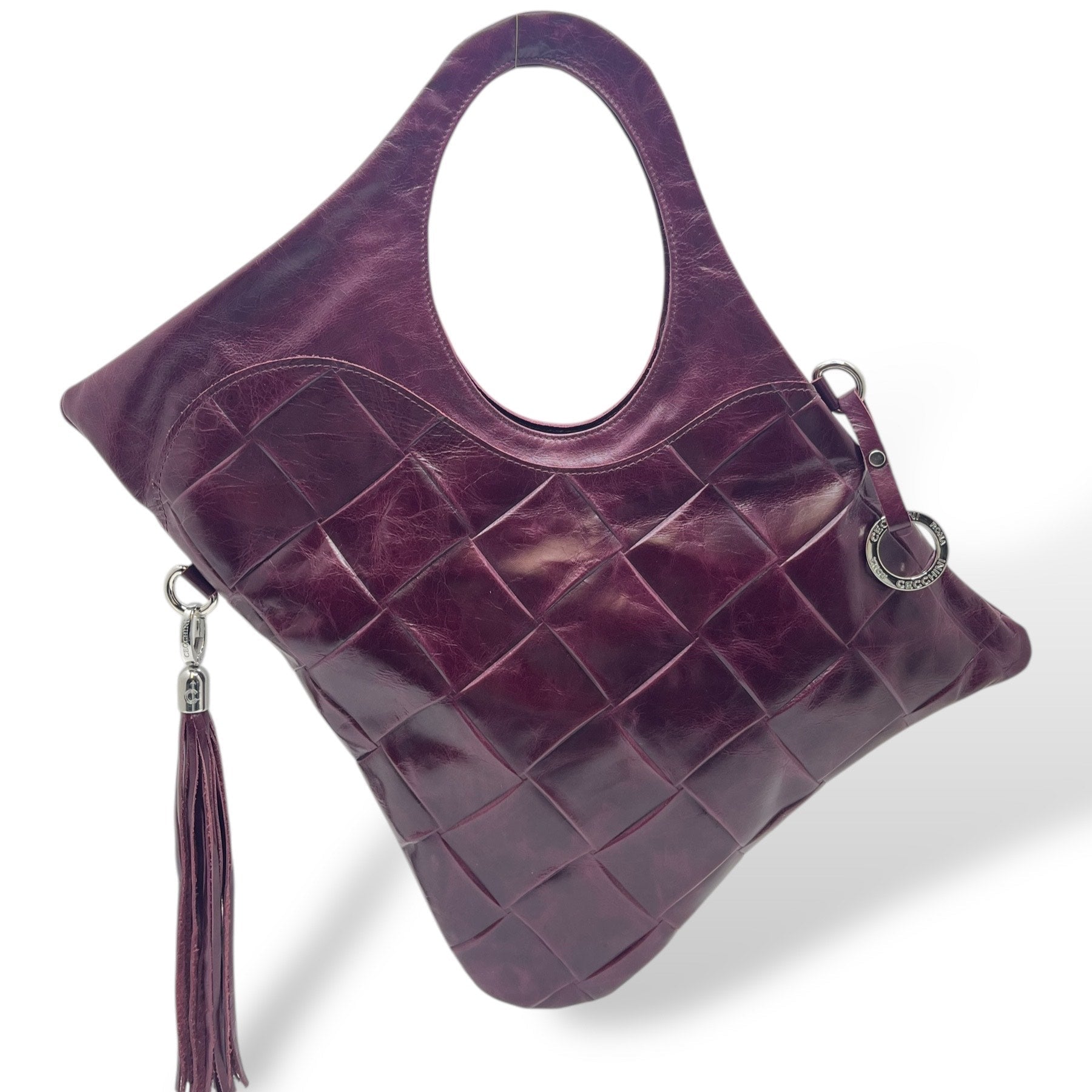 Women’s square embossed calf leather shoulder bag – C101