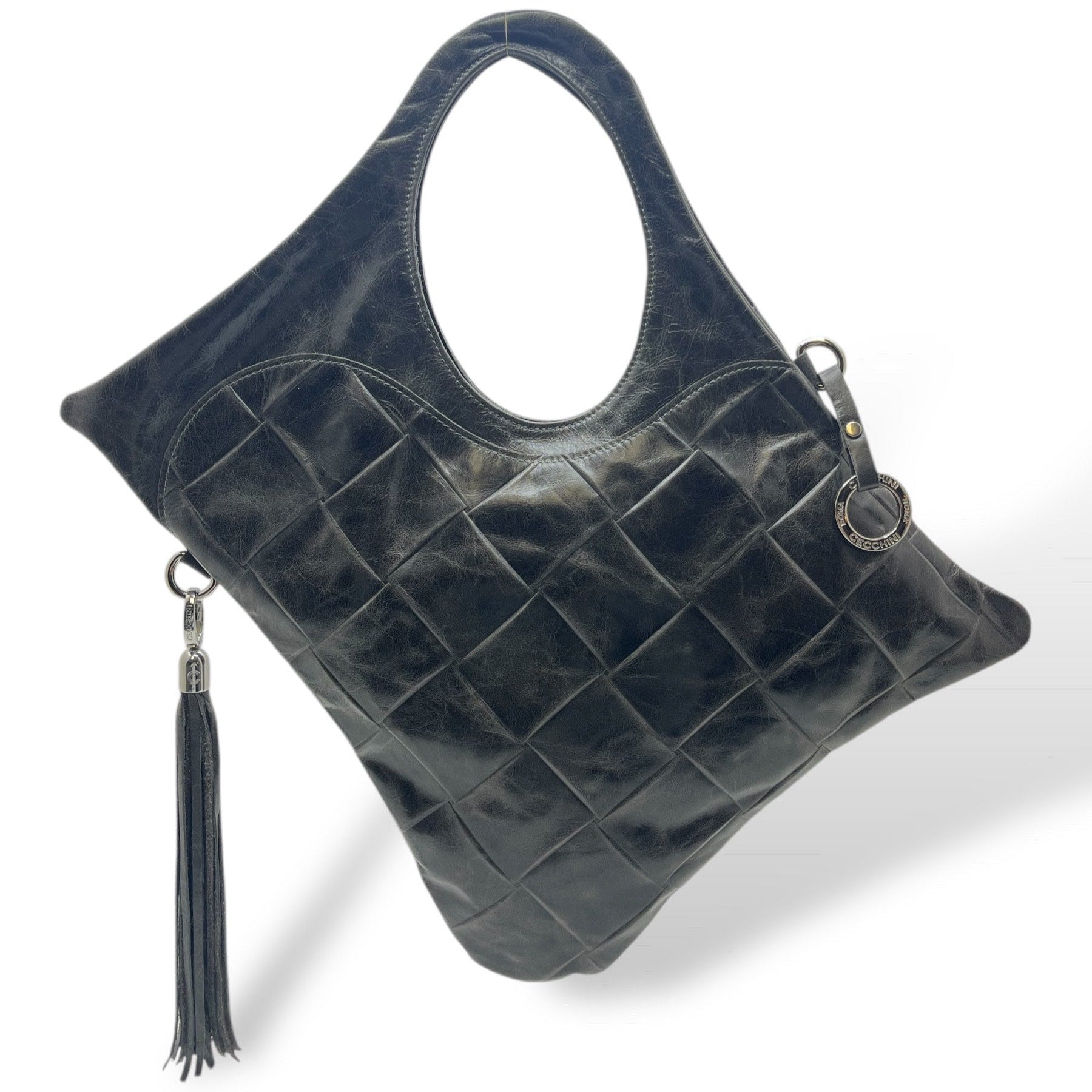 Women’s square embossed calf leather shoulder bag – C101