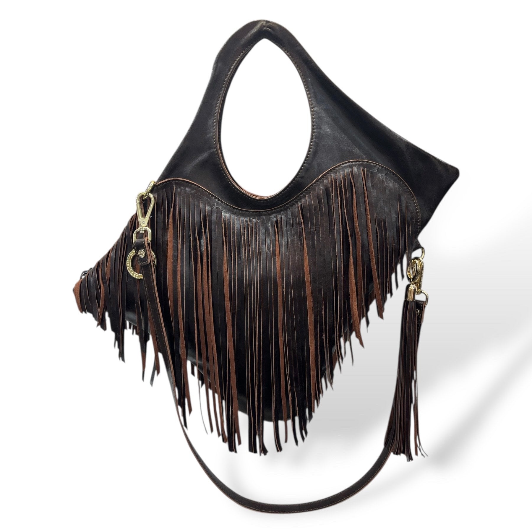 C101 fringes - Women’s calf leather shoulder bag