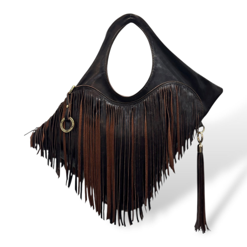 C101 fringes - Women’s calf leather shoulder bag