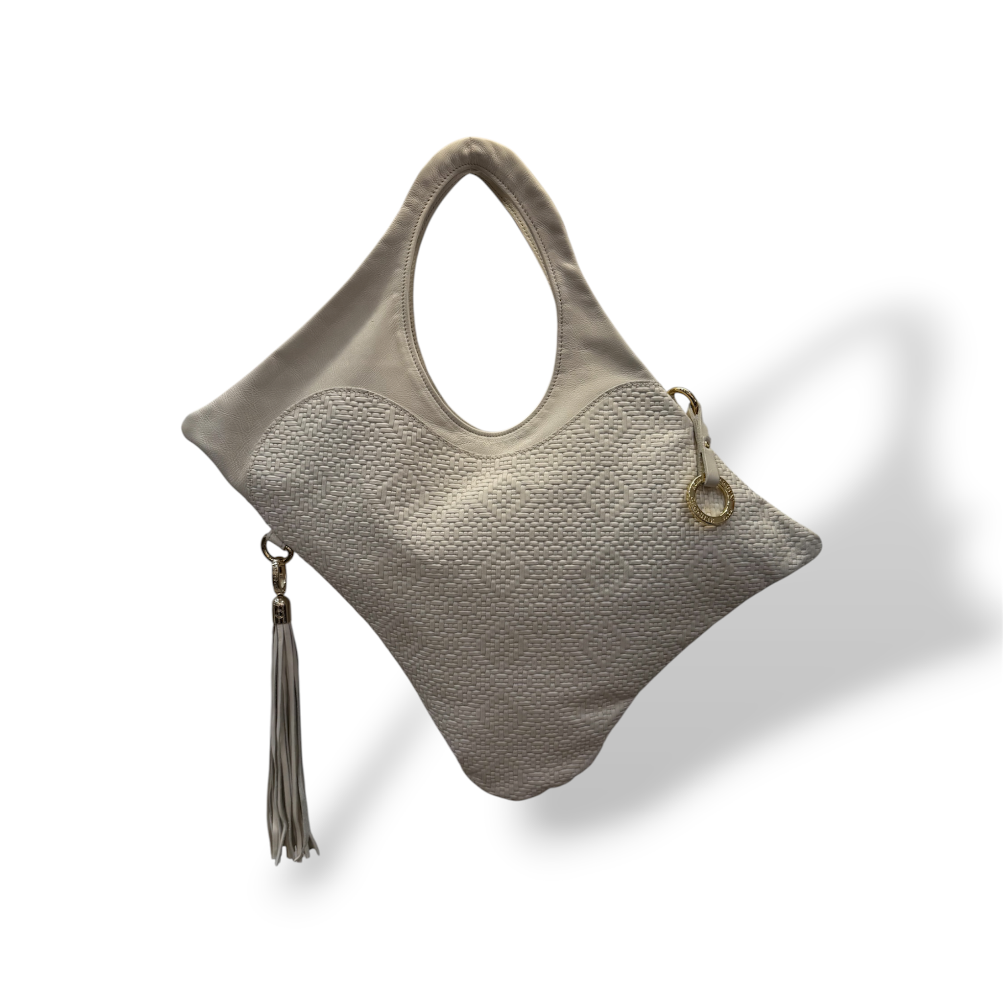 C101 - Women’s woven embossed calf leather shoulder bag