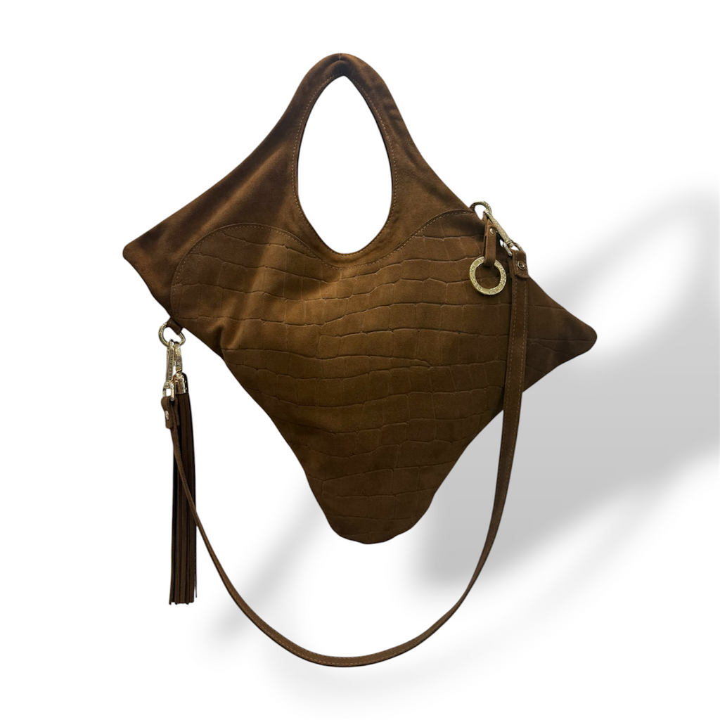 C101 - Women’s crocodile suede calf leather shoulder bag