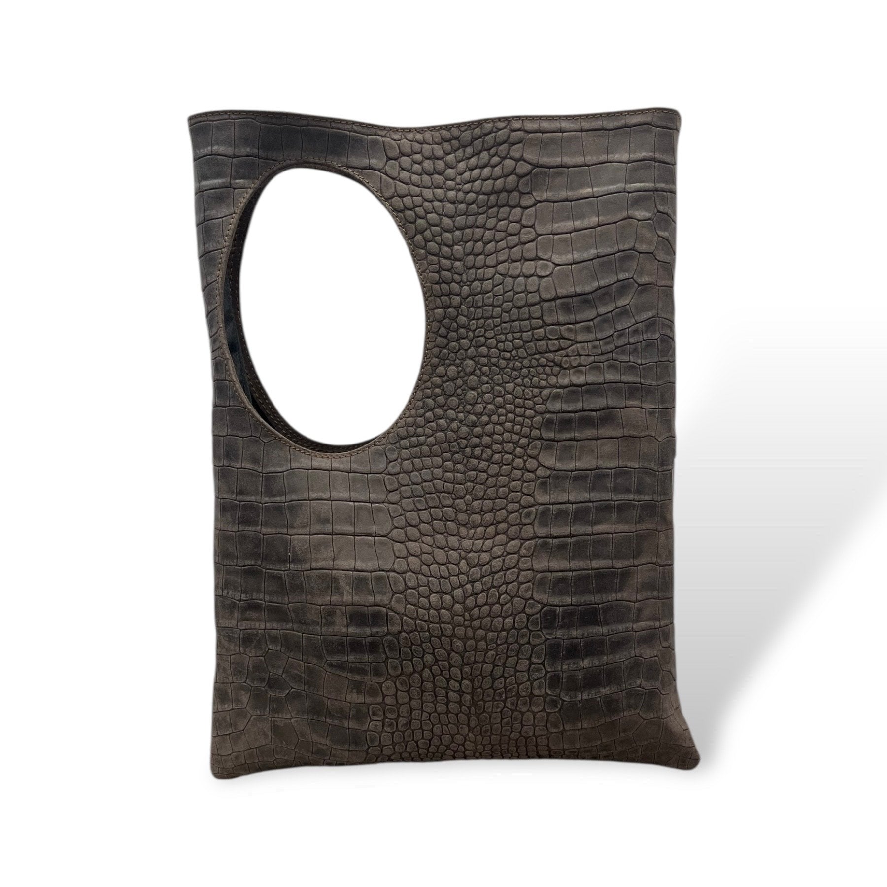 C102 - Women's crocodile embossed suede calf leather shoulder bag