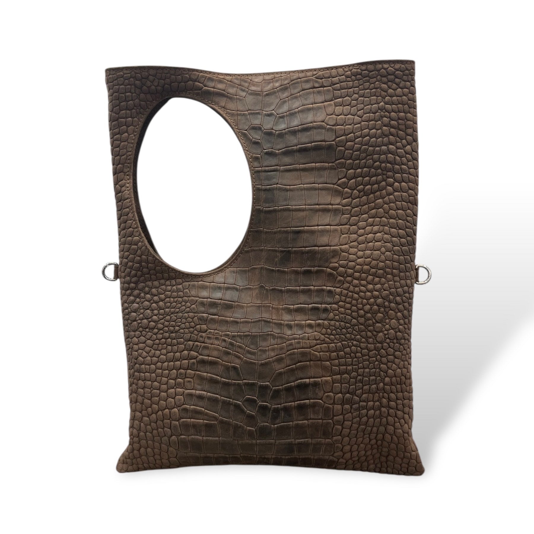 C102 - Women's crocodile embossed suede calf leather shoulder bag