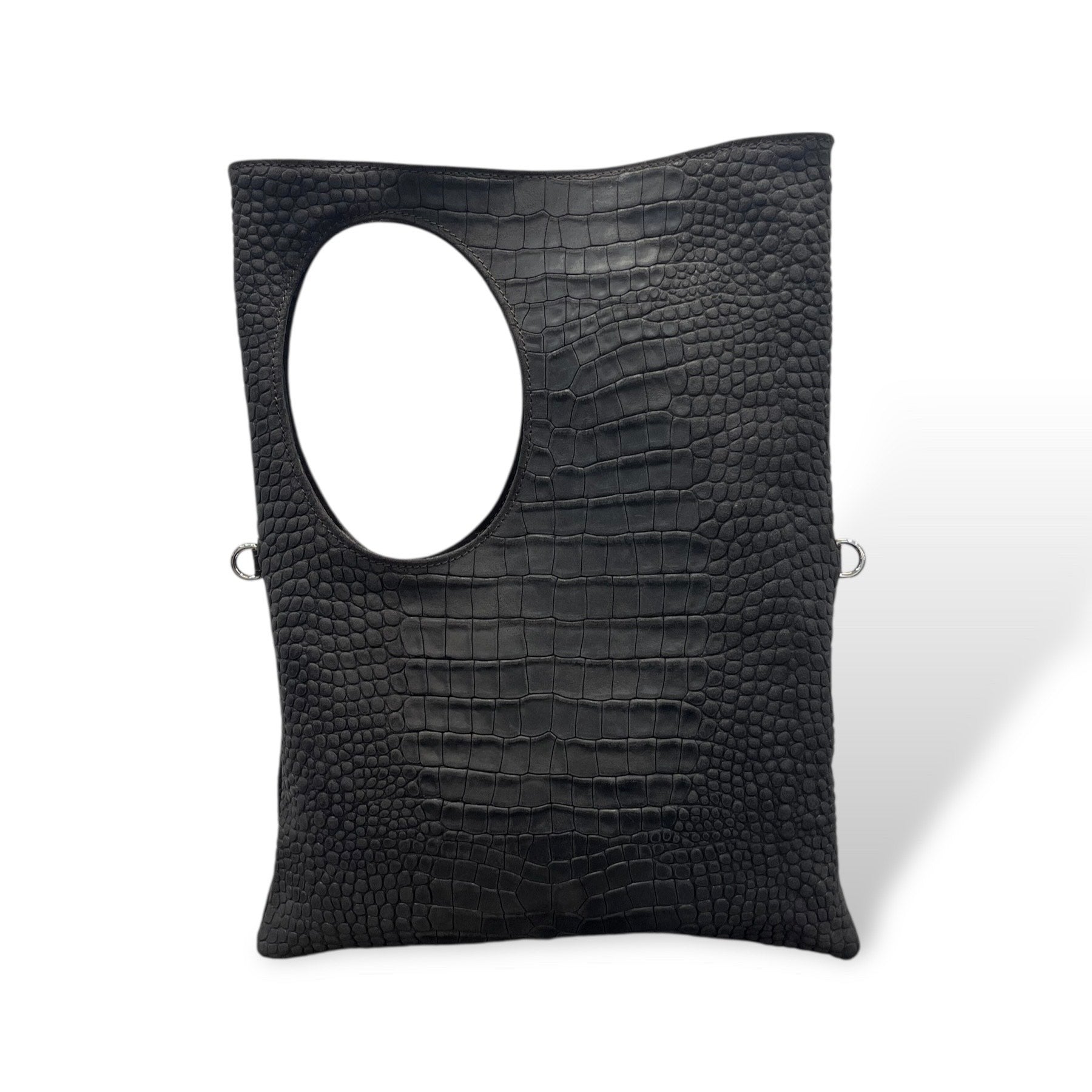C102 - Women's crocodile embossed suede calf leather shoulder bag