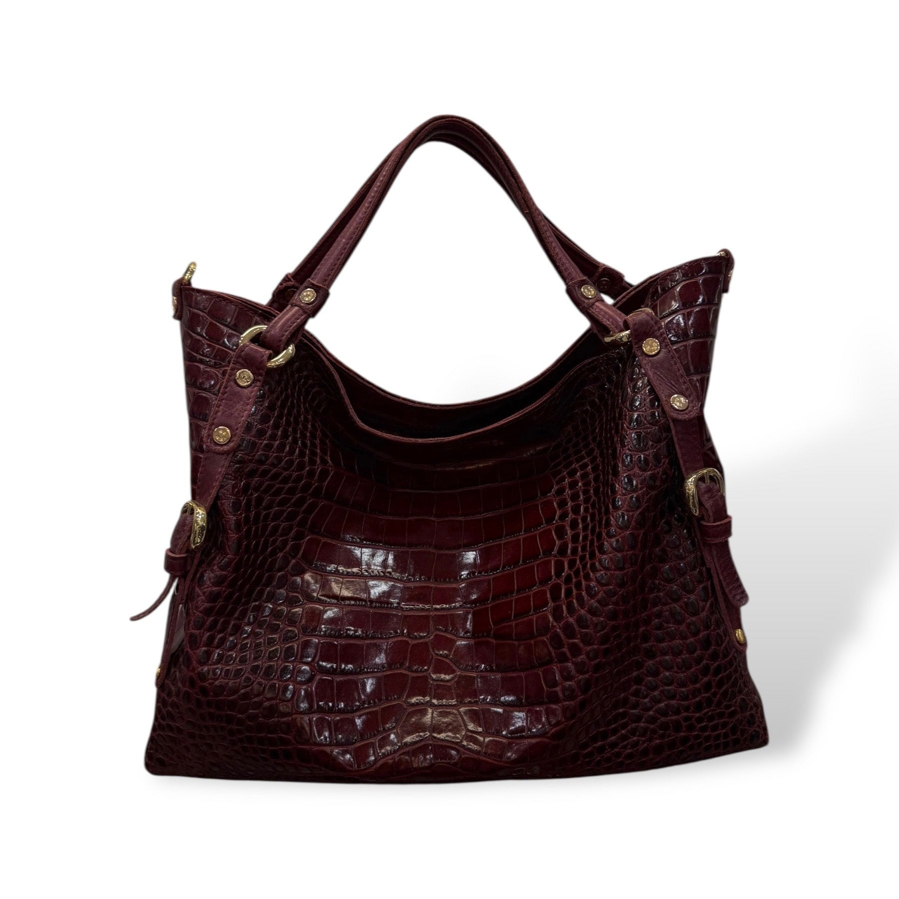 C140 - Women's crocodile embossed calf leather shoulder bag