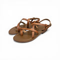 Women's leather cross strap flat sandals - CC524