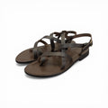 Women's leather cross strap flat sandals - CC524