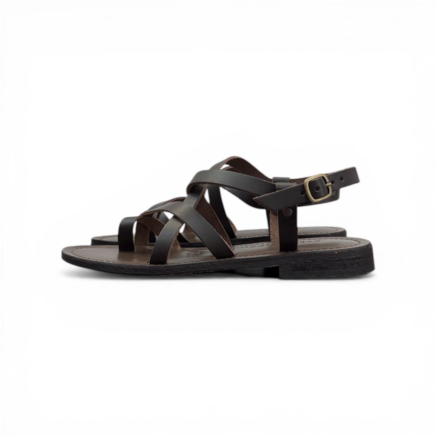 Women's leather cross strap flat sandals - CC524