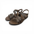 Women's leather cross strap flat sandals - CC539