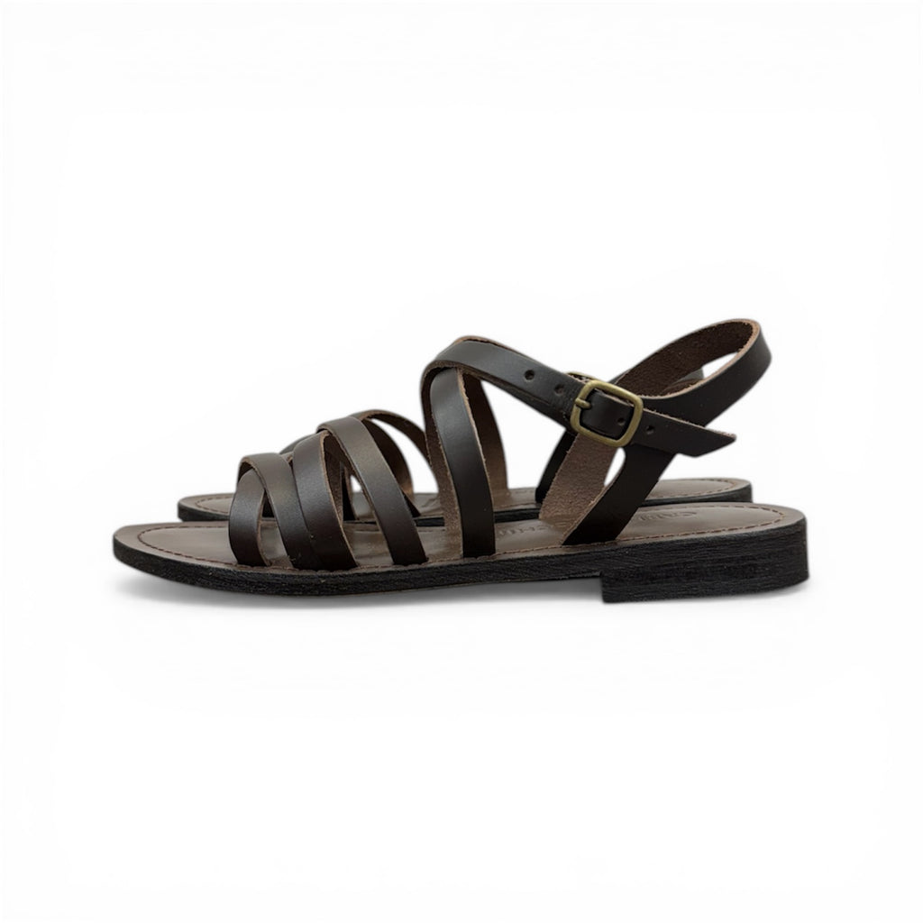 Women's leather cross strap flat sandals - CC539