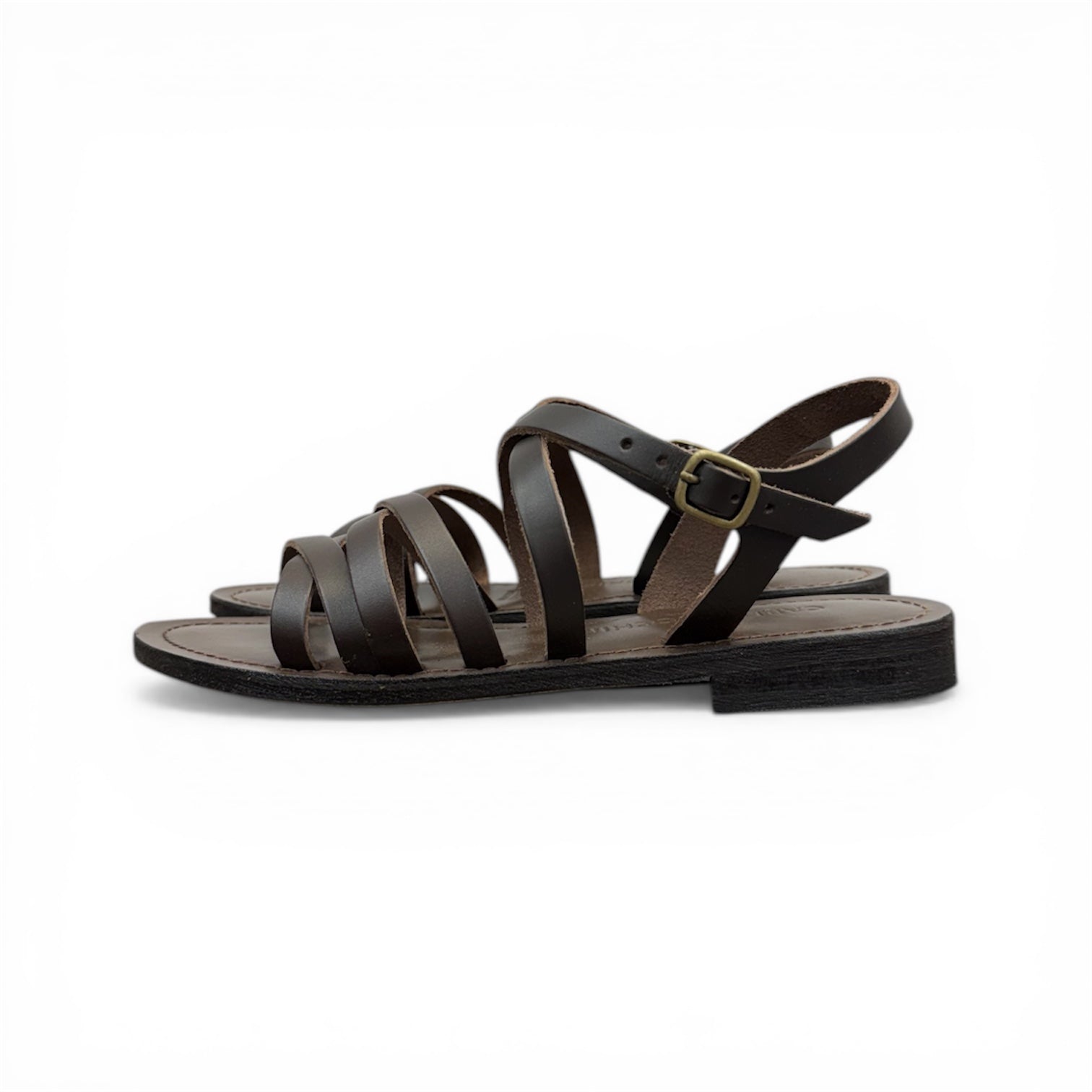 Women's leather cross strap flat sandals - CC539