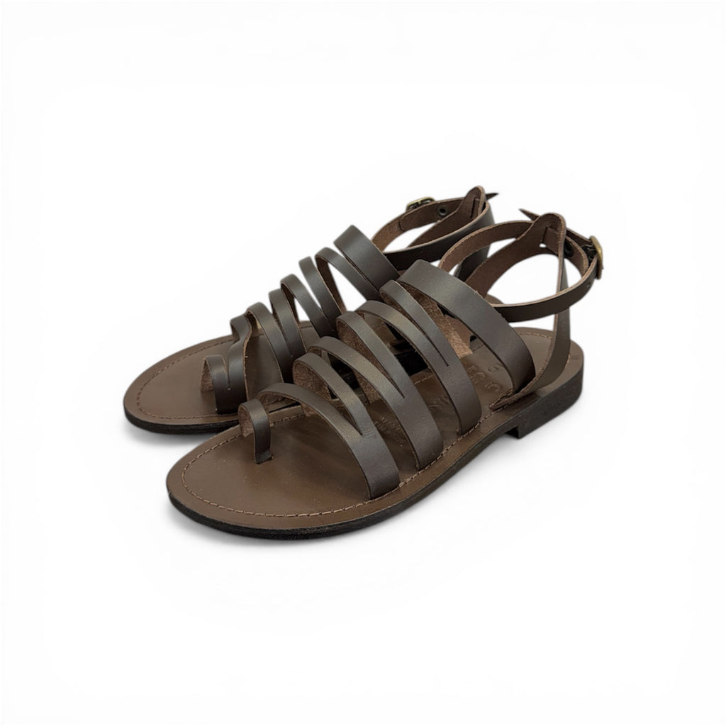 Women's leather cross strap flat sandals - CC802