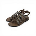 Women's leather cross strap flat sandals - CC802