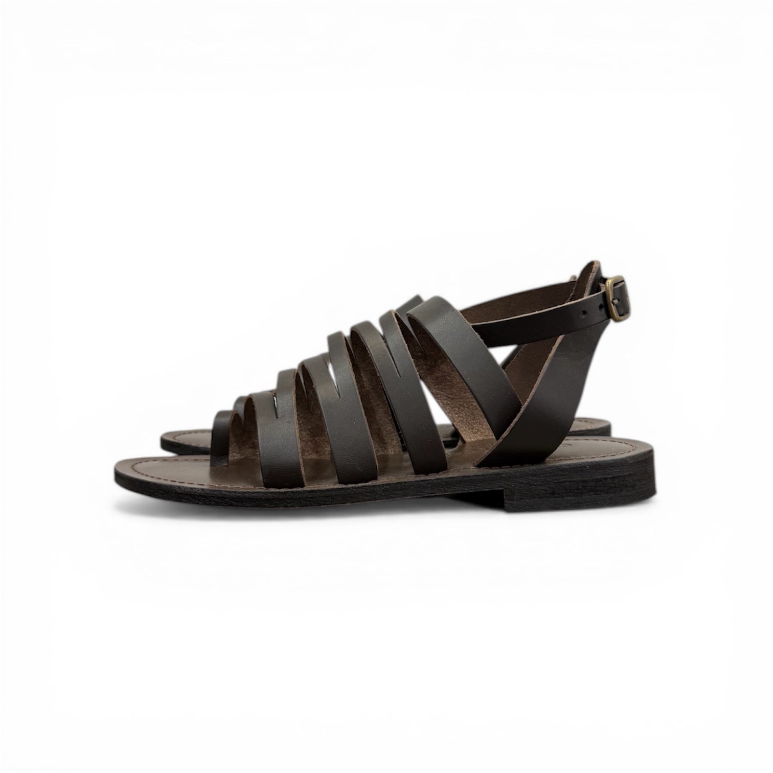 Women's leather cross strap flat sandals - CC802
