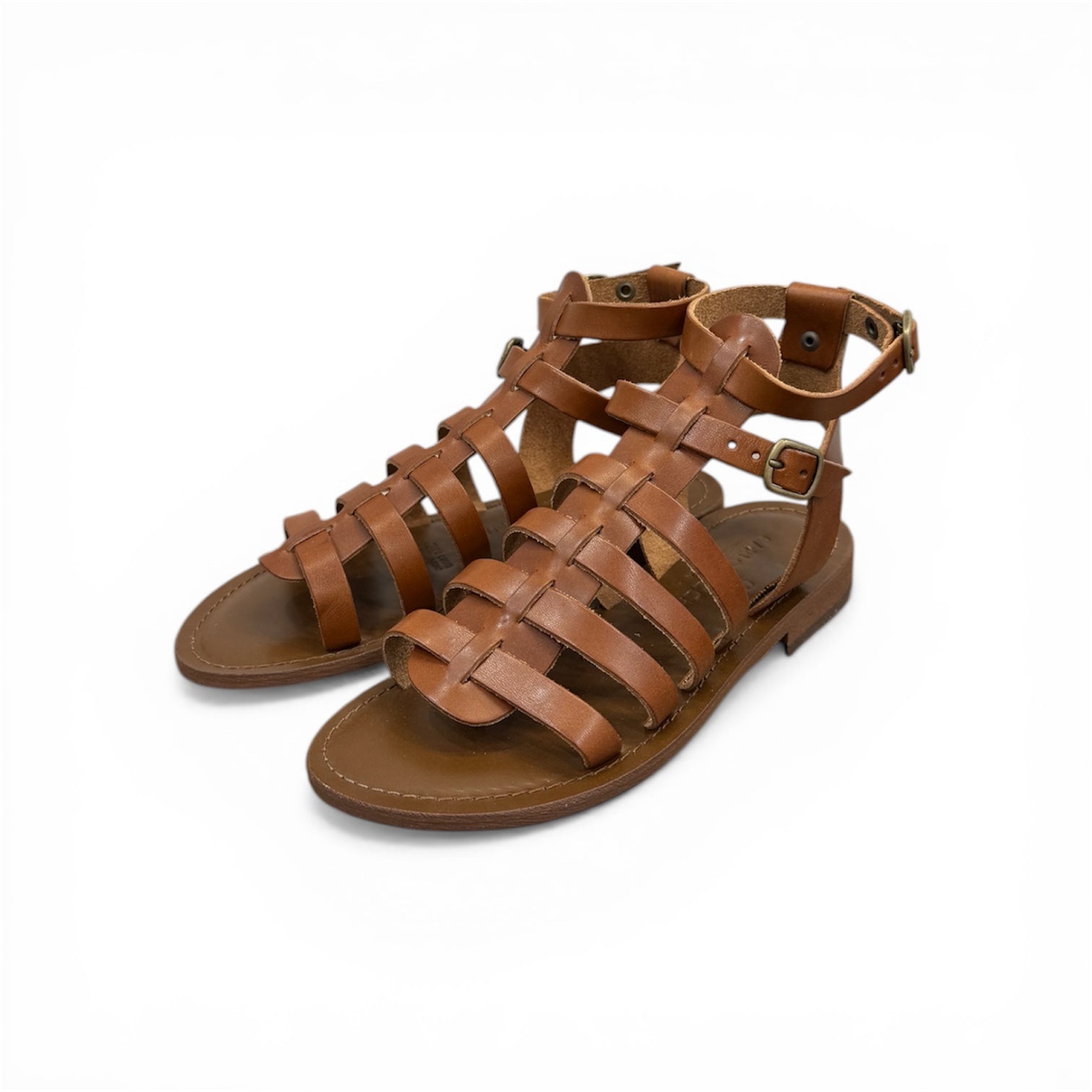 Women's leather cross strap flat sandals - CC803
