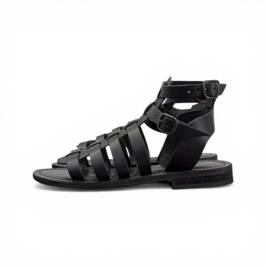 Women's leather cross strap flat sandals - CC803