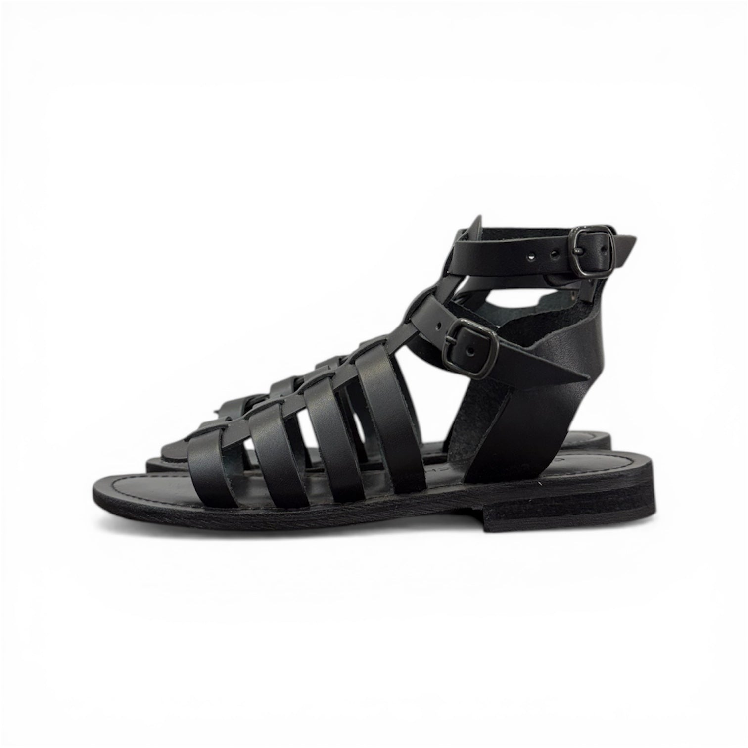 Women's leather cross strap flat sandals - CC803