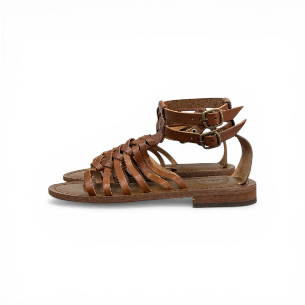 Women's leather strap flat sandals - CC651
