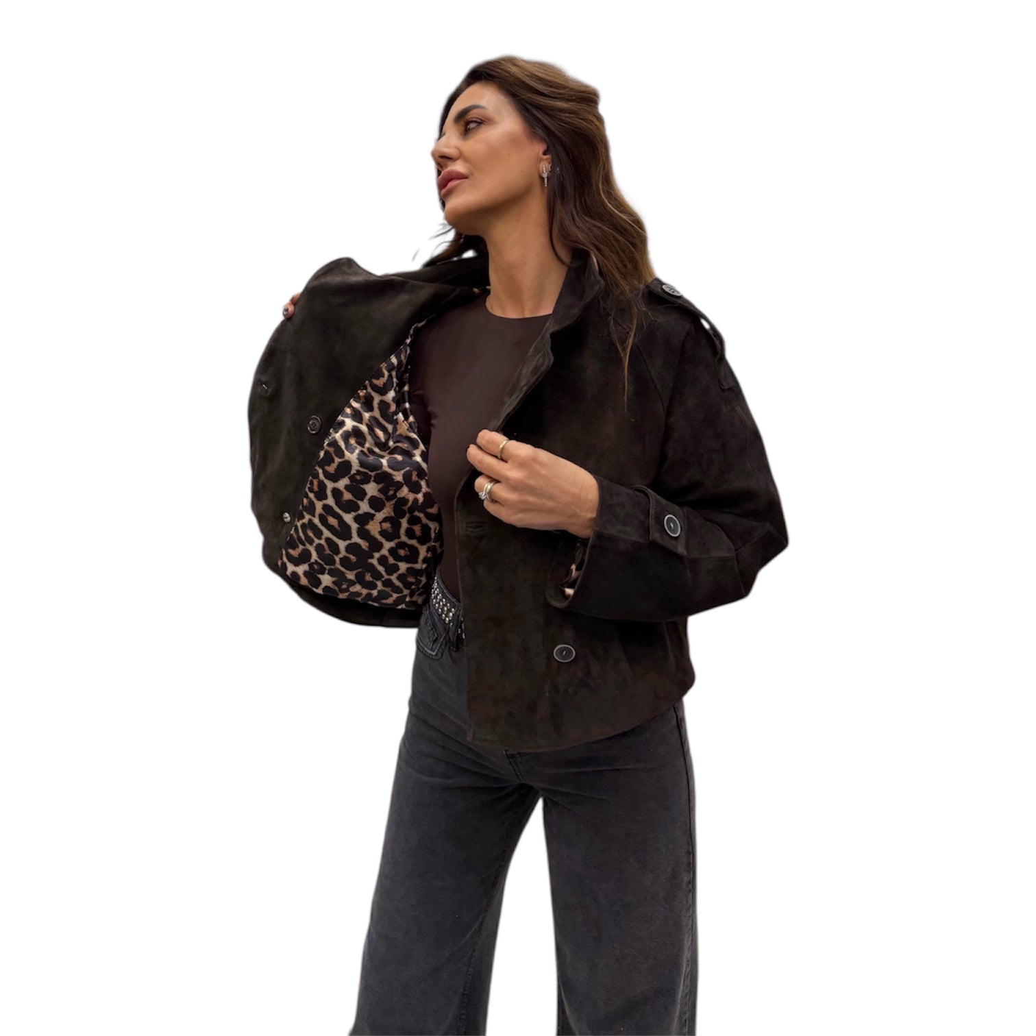 CHARLOTTE - Women's suede calf leather jacket