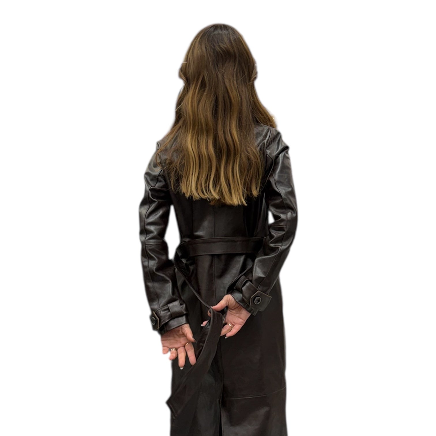 CLOE - Women's hand buffered calf leather trench coat