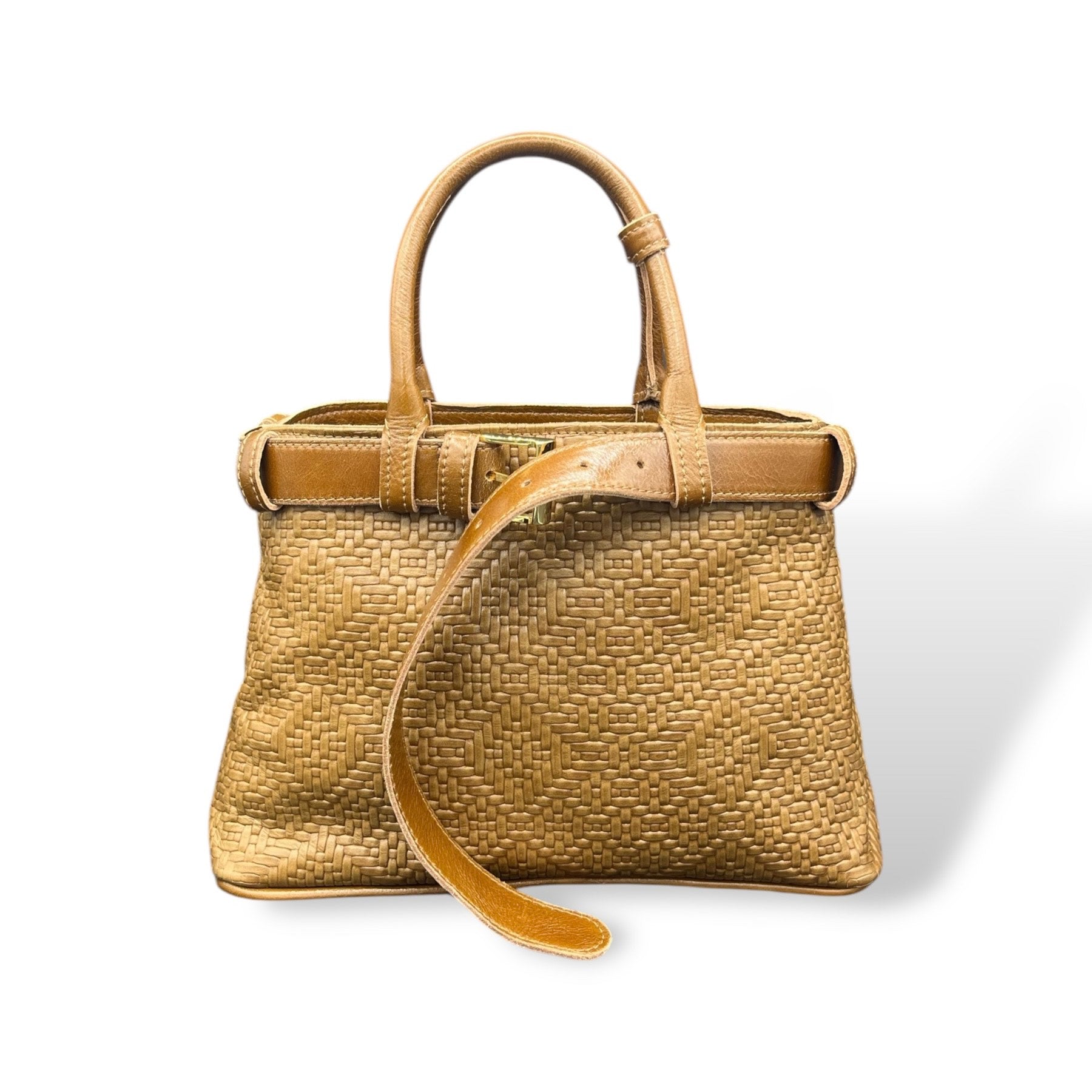 CNT - Women's woven embossed calf leather handbag
