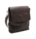 Men's dark brown buffered crust calf leather flap crossbody bag - BDF