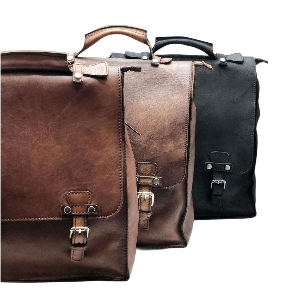 Men's buffered crust calf leather backpack - GTS