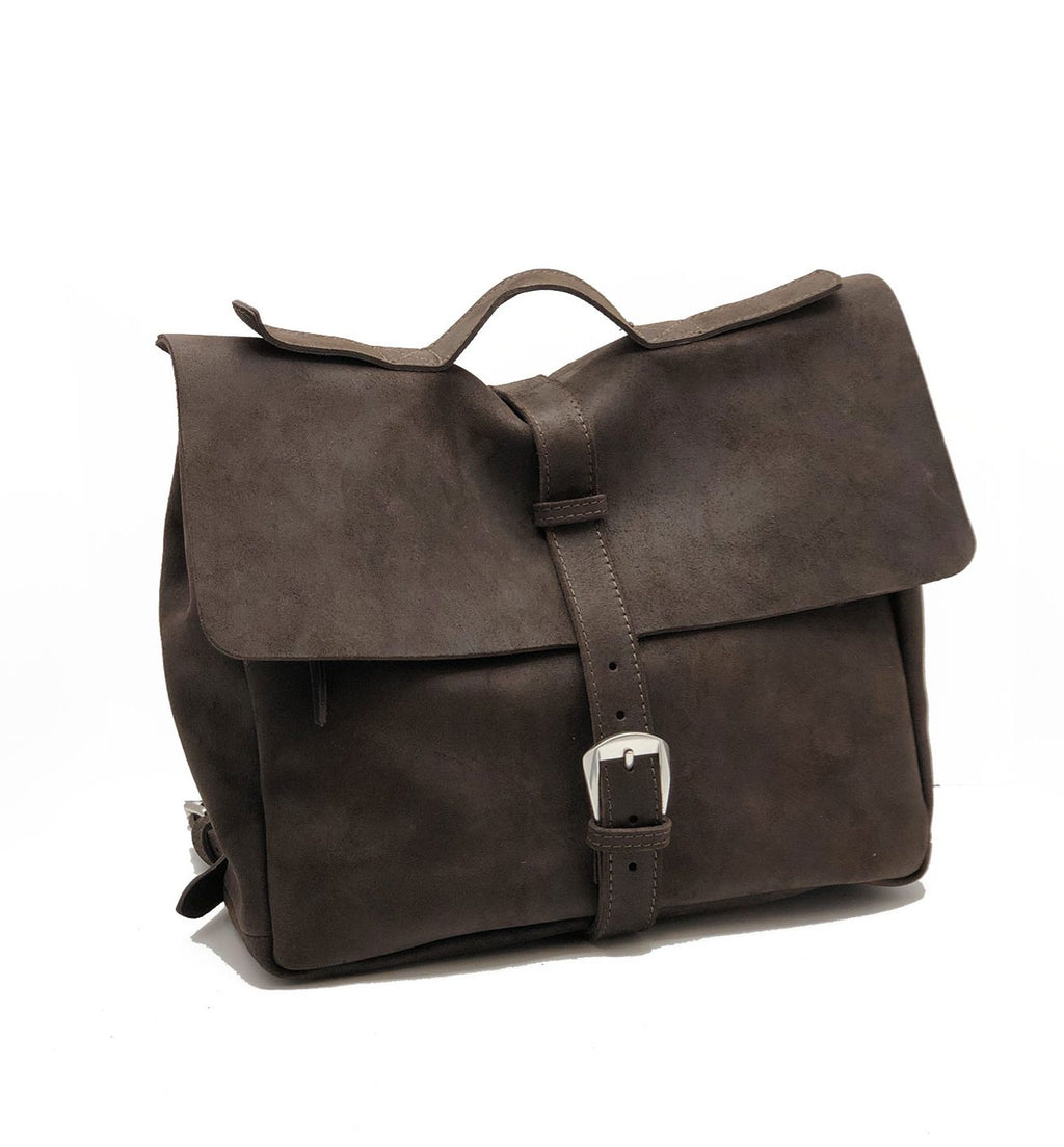 Men's greased suede crust calf leather backpack - BOWIN