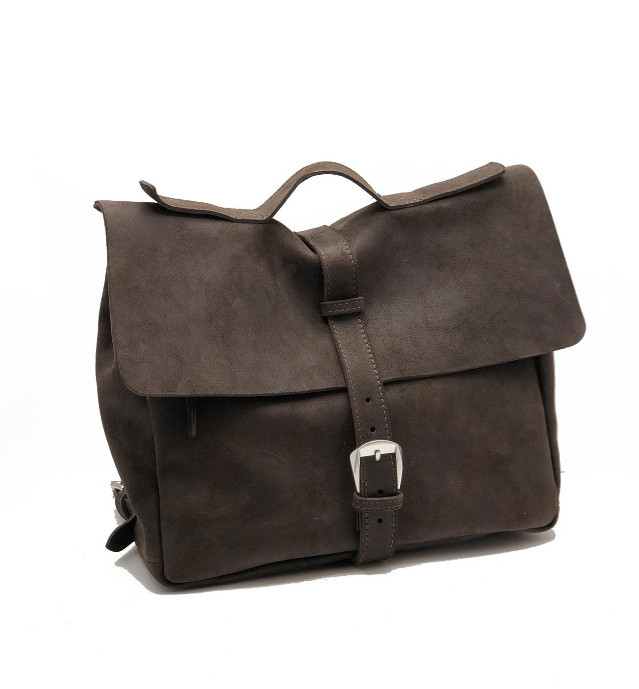 Men's greased suede crust calf leather backpack - BOWIN