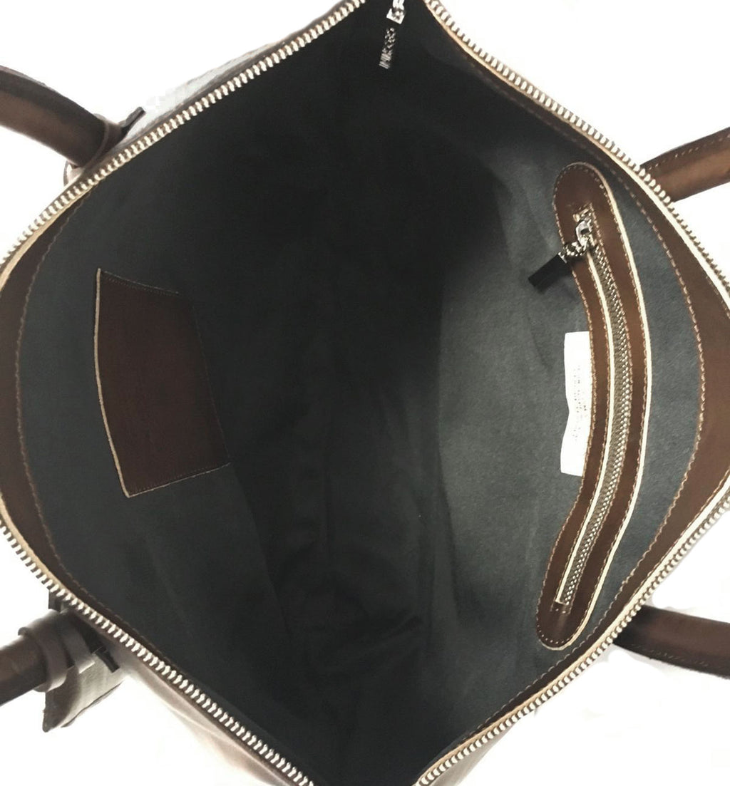 Women's brown crust calf leather shoulder bag - NEVERFULL