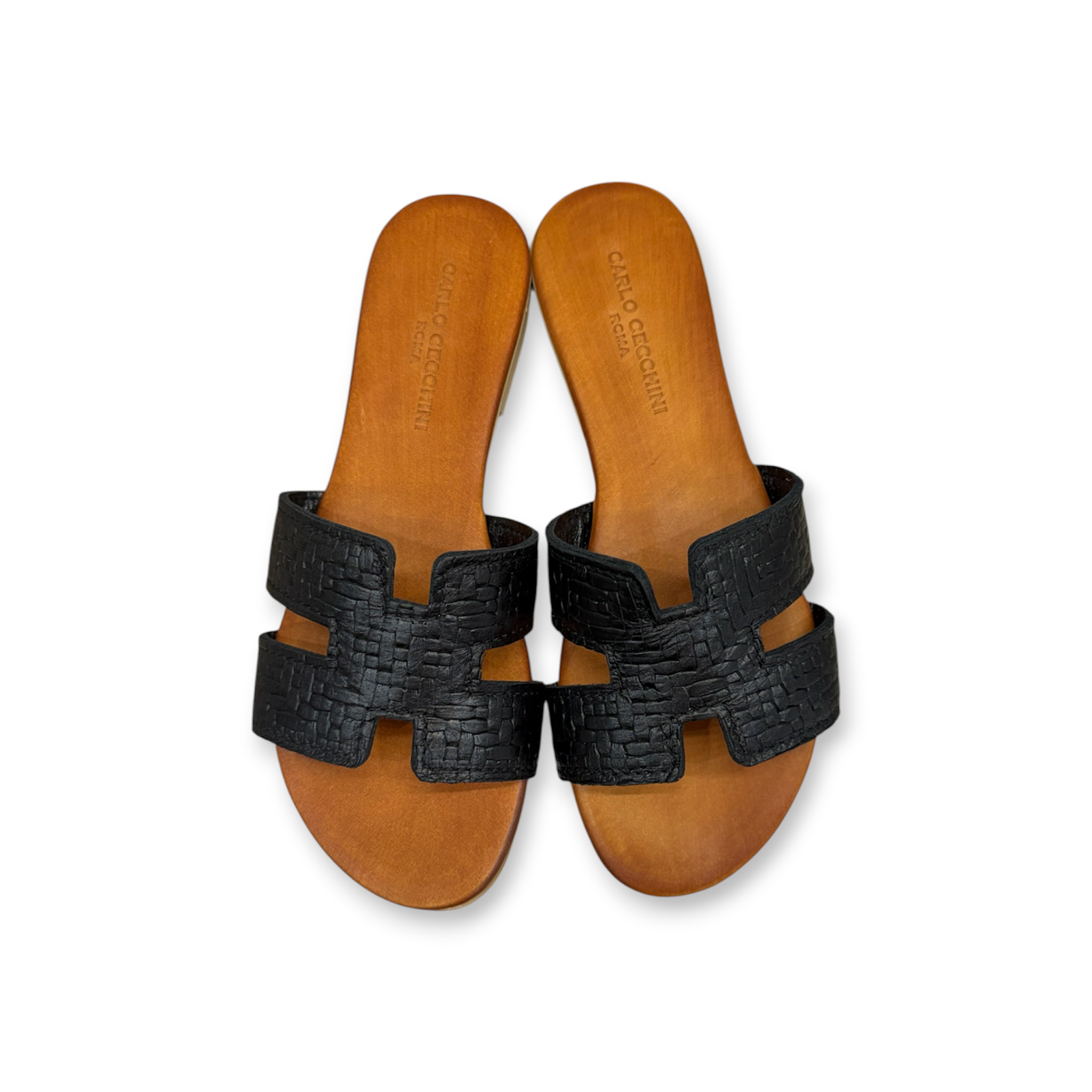 Sandali bassi da donna in pelle di vitello stampa intrecciata - 2760 B
