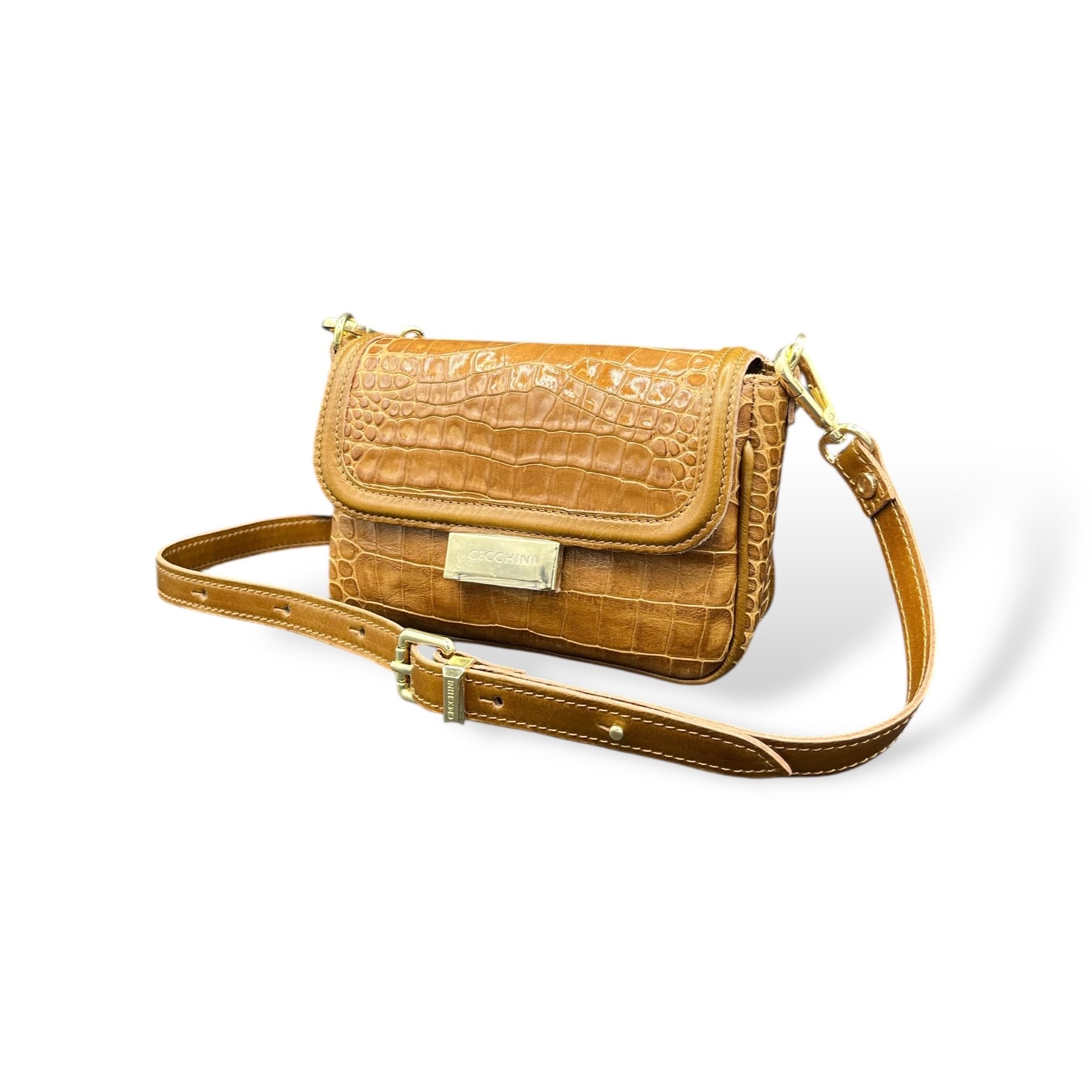 FIAMMETTA - Women's crocodile embossed calf leather shoulder bag