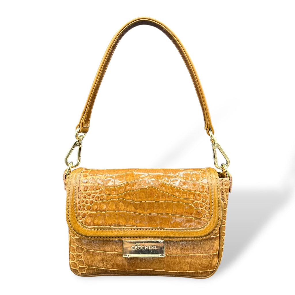 FIAMMETTA - Women's crocodile embossed calf leather shoulder bag