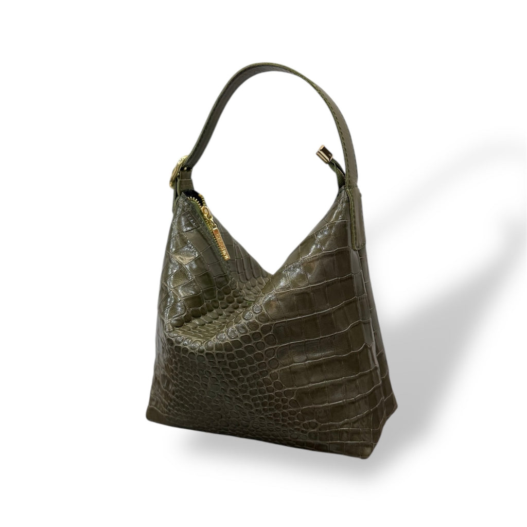 GIULIETTA big - Women's crocodile embossed calf leather handbag
