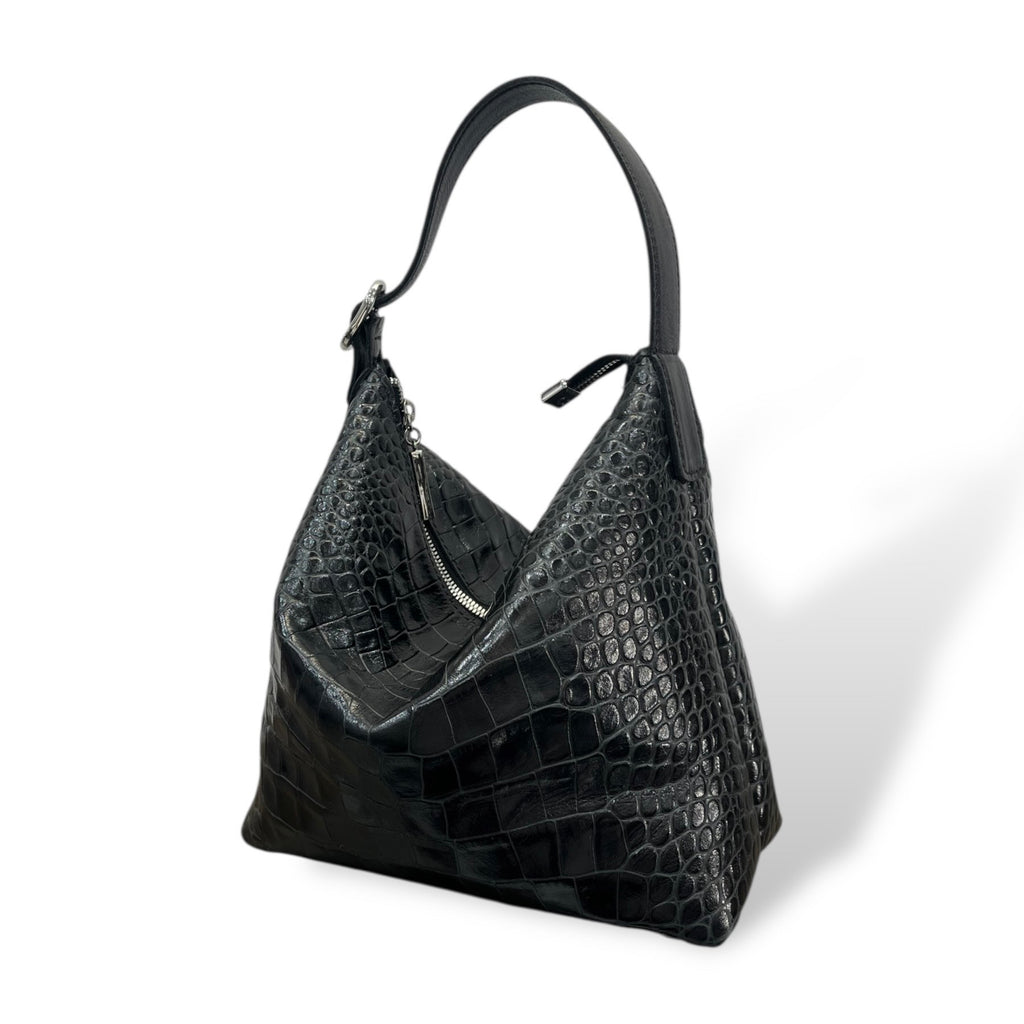 GIULIETTA big - Women's crocodile embossed calf leather handbag