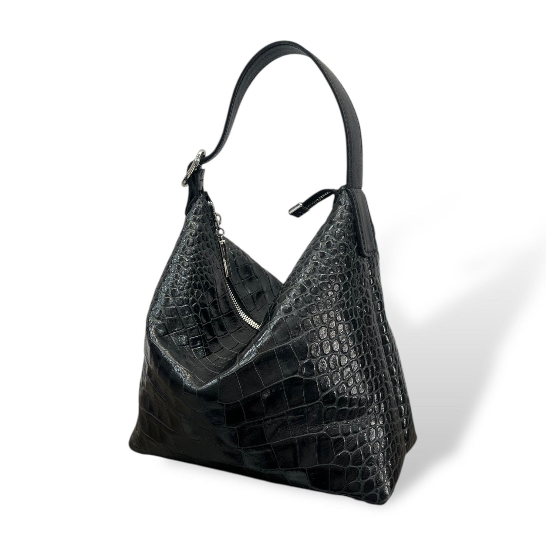 GIULIETTA big - Women's crocodile embossed calf leather handbag