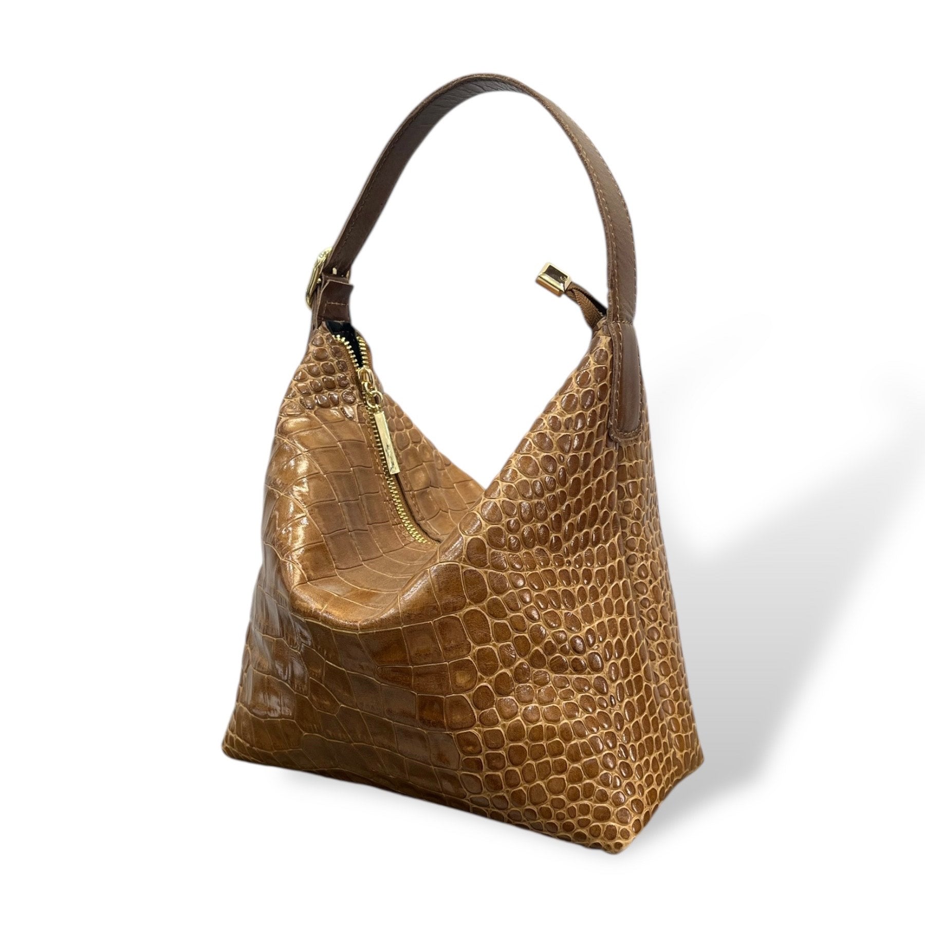 GIULIETTA big - Women's crocodile embossed calf leather handbag