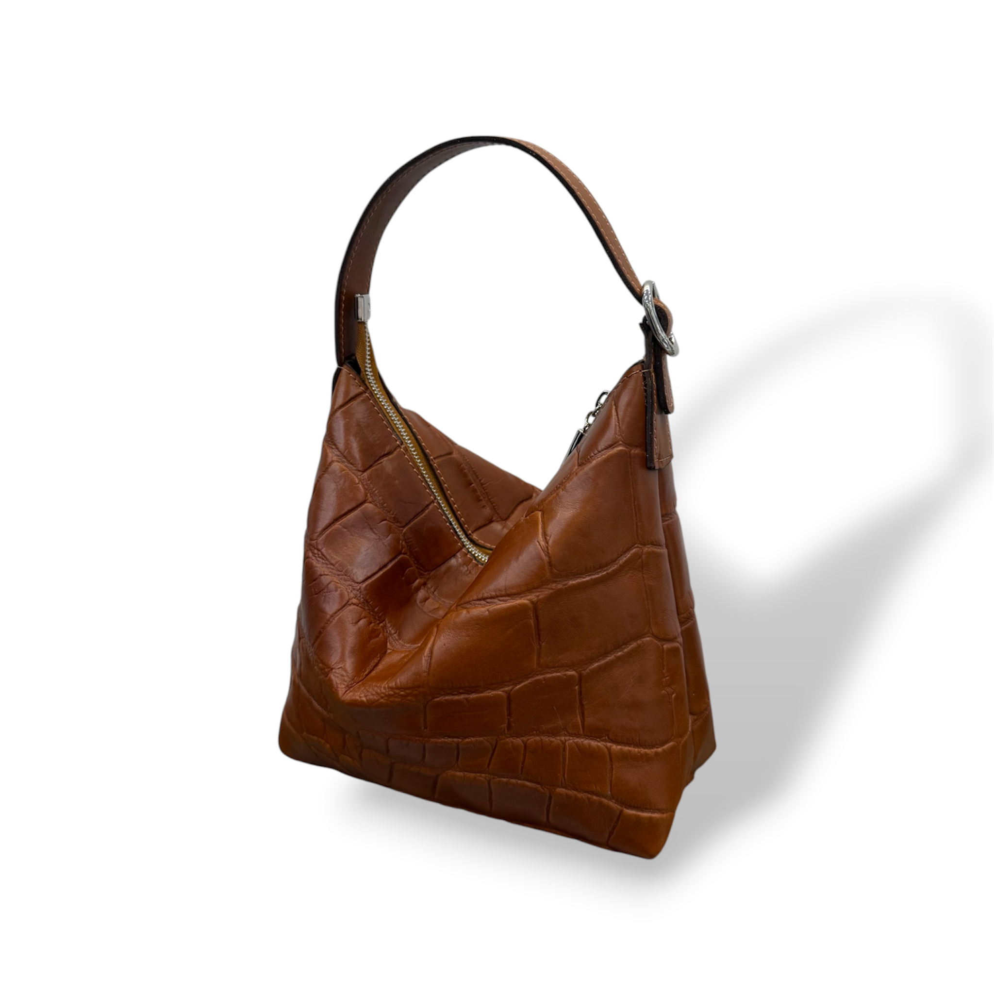 GIULIETTA big - Women's crocodile smooth calf leather handbag