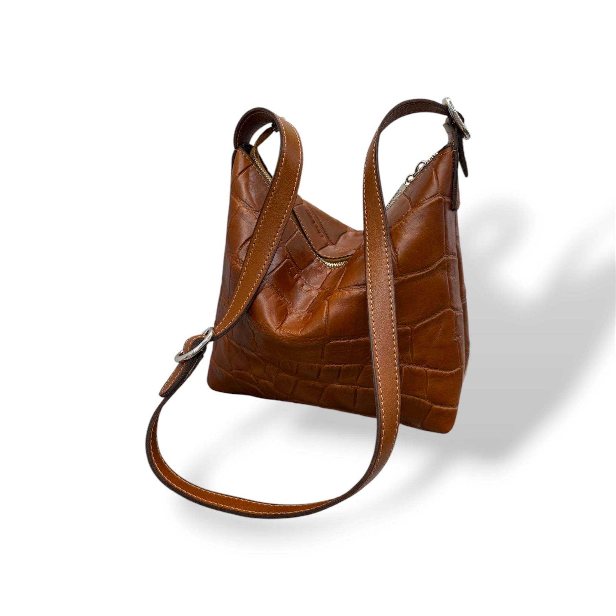 GIULIETTA big - Women's crocodile smooth calf leather handbag