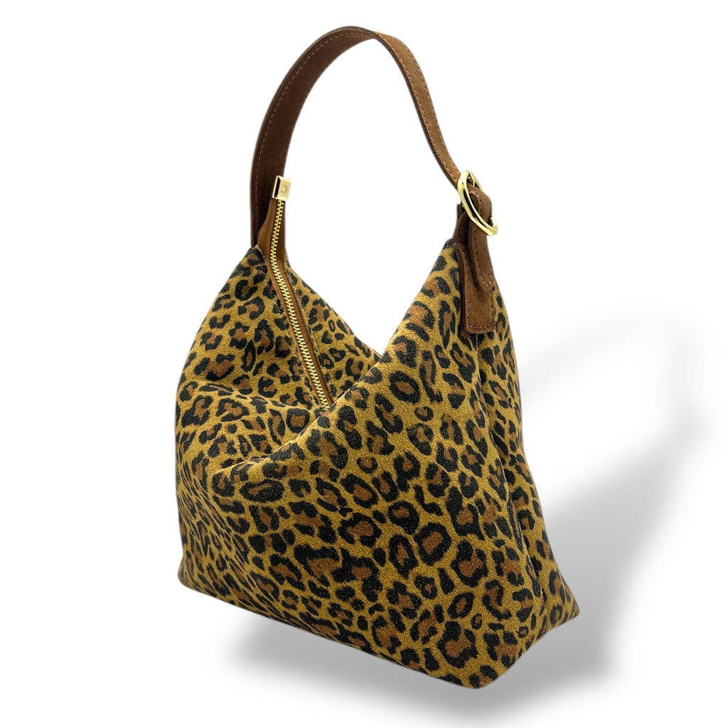 Women's suede calf leather handbag - GIULIETTA big