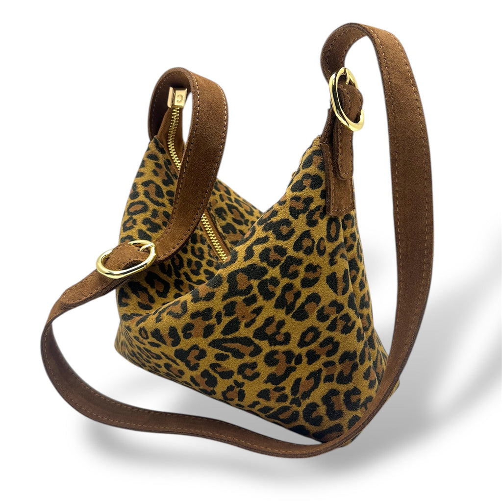 Women's suede calf leather handbag - GIULIETTA small